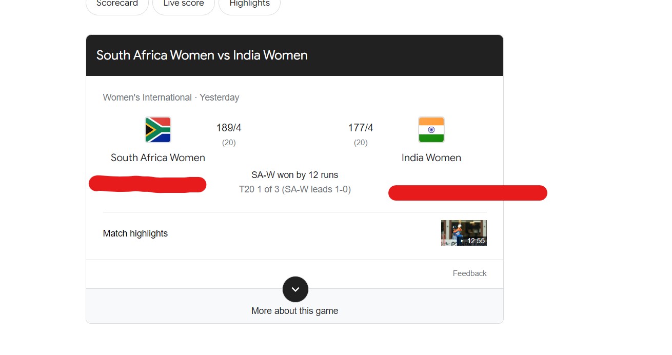 India Women vs. South Africa Women, 1st
